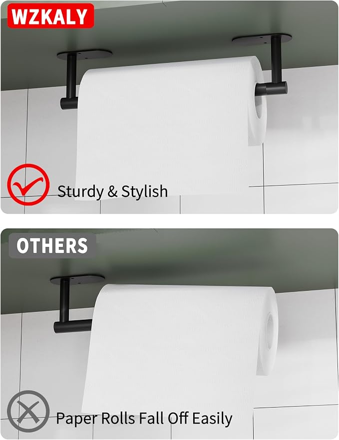 Paper Towel Holder Under Cabinet, Self Adhesive or Wall Mounted SUS304 - Image 3