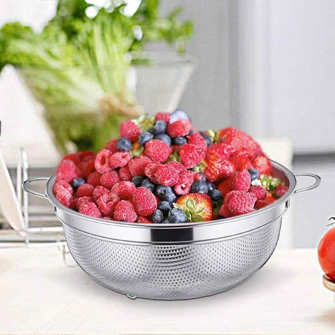 TeamFar Colander, 3qt Colander Strainer Stainless Steel, Solid Handle & - Image 6