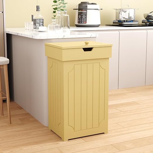 Function Home Trash Can Cabinet, 13 Gallon Kitchen Garbage Can, Wood Recycling - Image 2