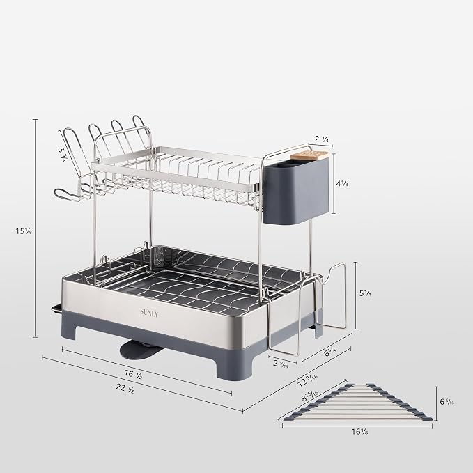 SUNLY Large Dish Drying Rack, 304 Stainless, Extra Large Drain Board - Image 6