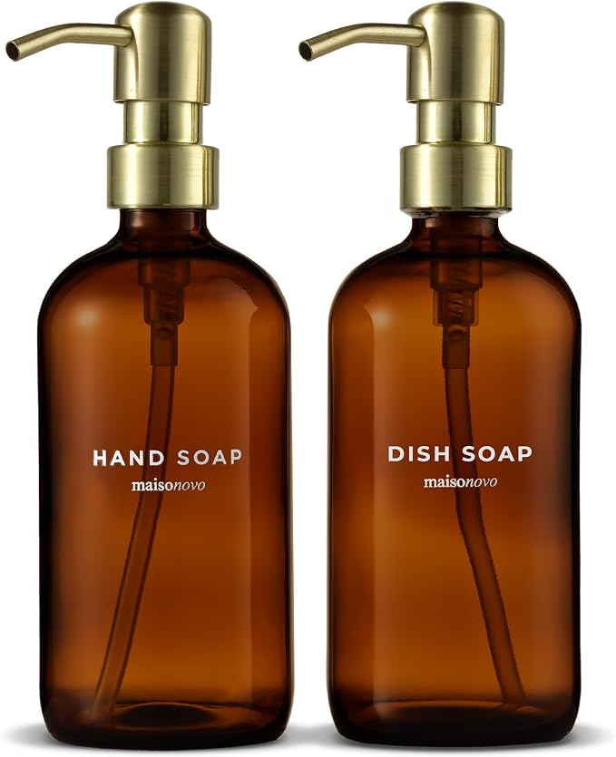 MaisoNovo Soap Dispenser 2-Piece Set | 16.9oz Amber Bottles by MaisoNovo-TheArtofSustainableLiving