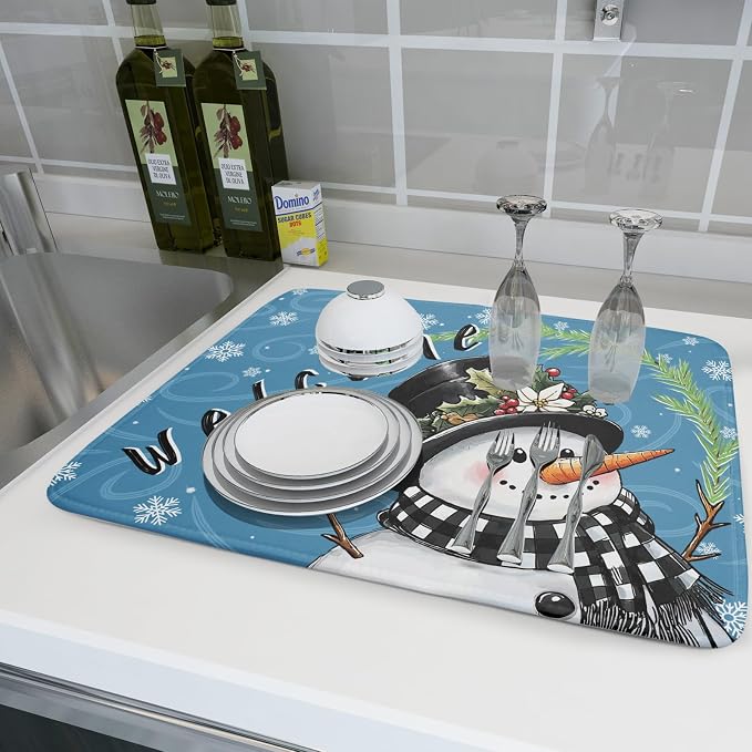 Christmas Snowman Dish Drying Mat - Image 6