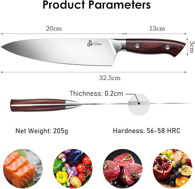 DDF iohEF Chef Knife Sharp Kitchen Knife 8 inch Japanese Stainless Steel - Image 4