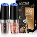 Gravity Electric Salt and Pepper Grinder Set, Battery Powered LED Light One by MOVNO