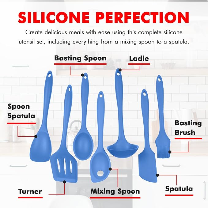 Chef Craft 7 Piece Blue Premium Silicone Kitchen Tool Set - Image 4
