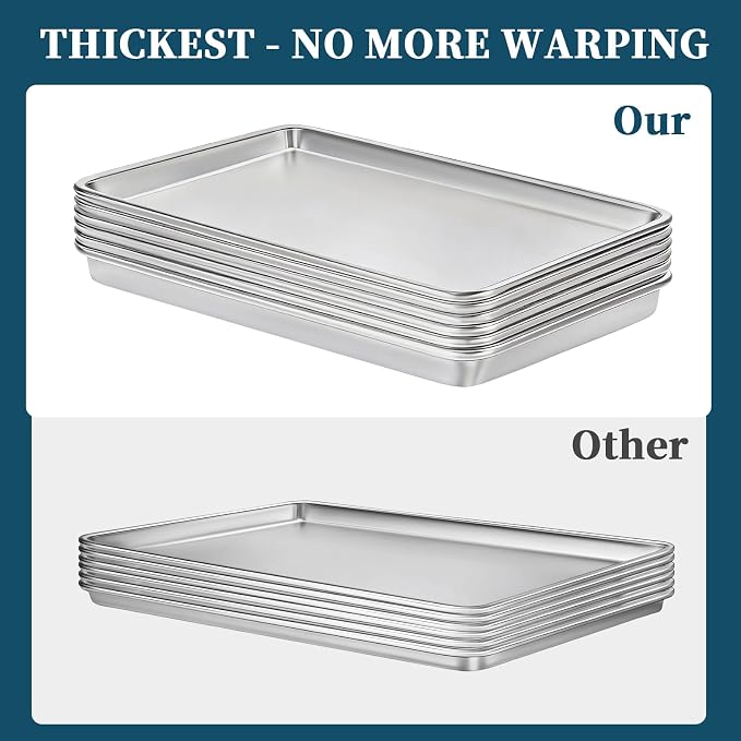 Full Size Commercial Quality Baking Sheet Pan, Bastwe Aluminum Cookie Tray Pan - Image 5