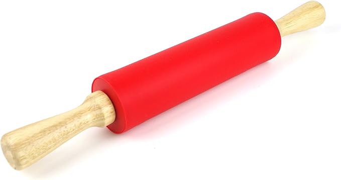 Silicone Rolling Pin for Baking Non-stick Rolling Pin Dough Roller Wooden by Remeel