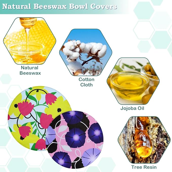 2 Large Reusable Beeswax Bowl Covers - Image 2