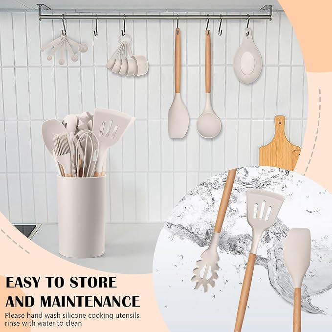 HaWare Kitchen Cooking Utensils Set, 23-Piece Silicone Kitchen Utensils Spatula - Image 7