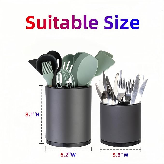 LIBODOUR Kitchen Utensil Holder Extra Large Rotating - Image 4