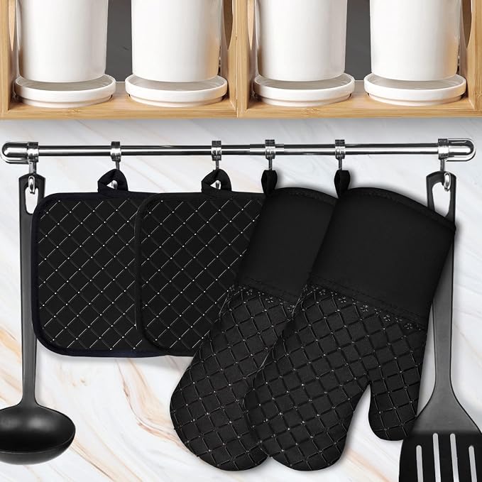4PCS Oven Mitts and Pot Holders Sets 500°F Pot Holders - Image 2