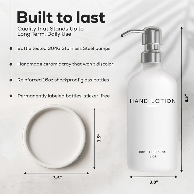White Glass Lotion Dispenser - Image 3