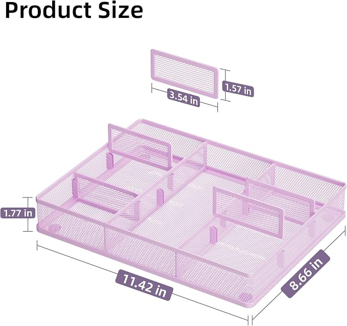 Marbrasse Desk Drawer Organizer, Metal Mesh Drawer Organizer Tray - Image 2