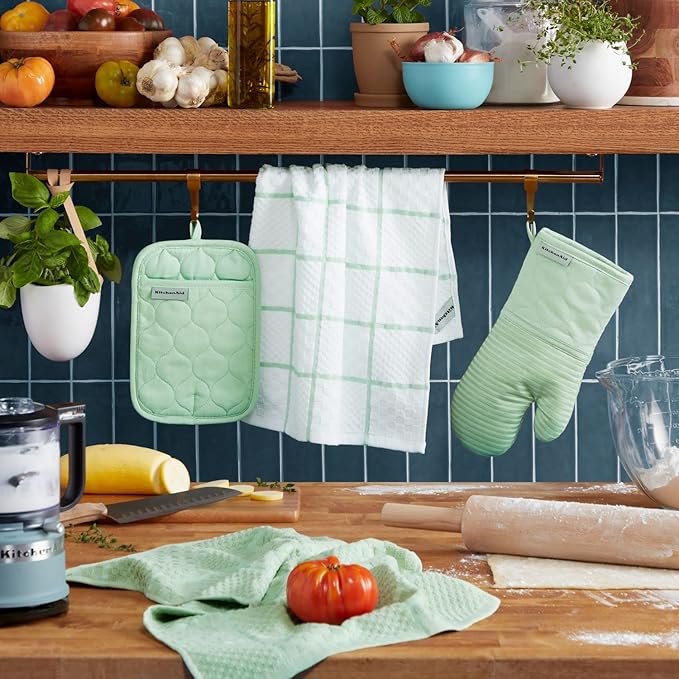 KITCHENAID Quilted Cotton Terry Cloth Oven Mitt, Pot Holder, Kitchen Towel - Image 2