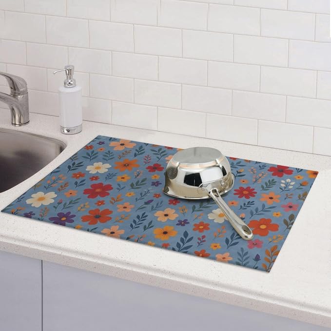 Blue Wildflowers Dish Drying Mats - Image 7
