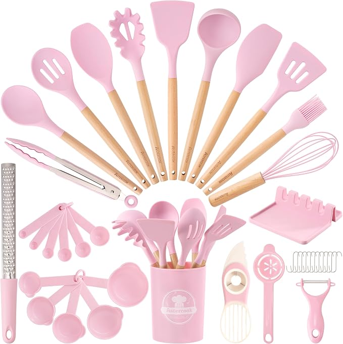 Astercook Kitchen Utensils set, 446°F Heat Resistant Food Grade Utensil Sets by Astercook