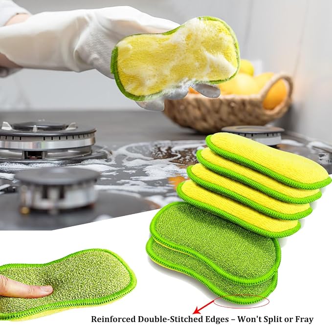 Dish Sponges Kitchen, 12 Pack Multi-Purpose Microfiber Scrub Sponge - Image 6