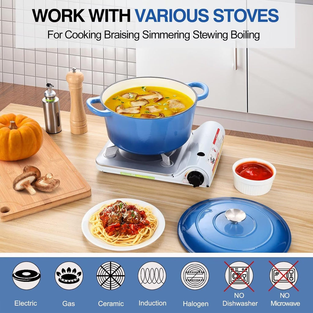P&P CHEF 6QT Enameled Dutch Oven, Dutch Oven Pot for Bread Baking