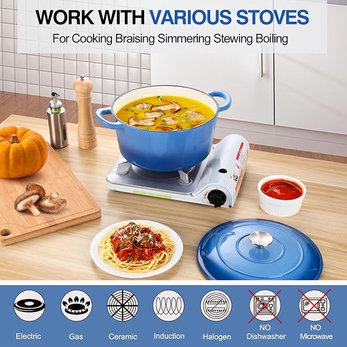 P&P CHEF 6QT Enameled Dutch Oven, Cast Iron Dutch Oven Pot - Image 4