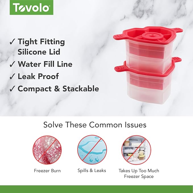 Tovolo Heart Shaped Ice Cubes Mold Pack of 2 Large Craft Ice Molds - Image 3