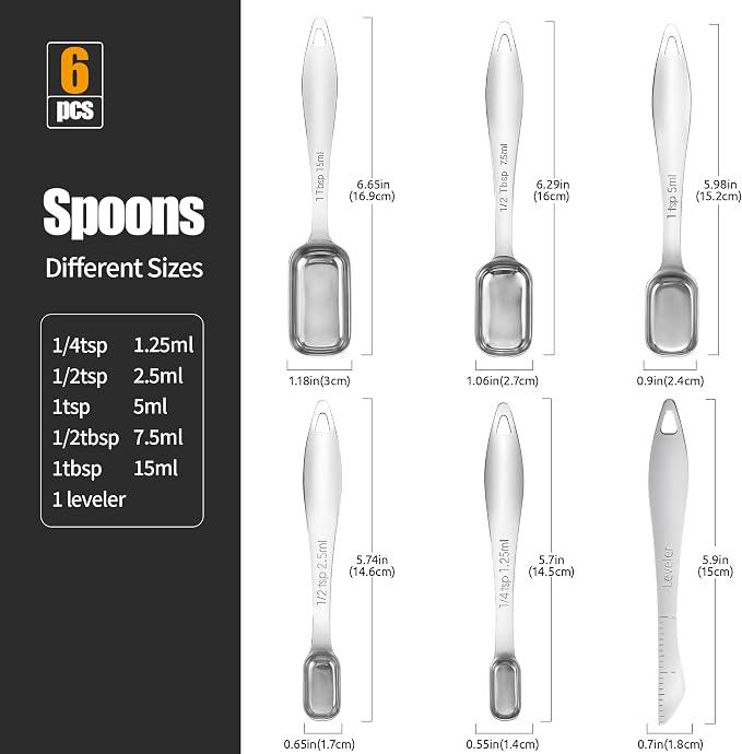 18/8 Stainless Steel Measuring Spoons: Doosu Heavy Duty Rectangular Spoon - Image 2