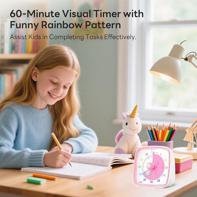 Yunbaoit Visual Timer with Night Light, 60-Minute Unicorn Countdown Timer - Image 2