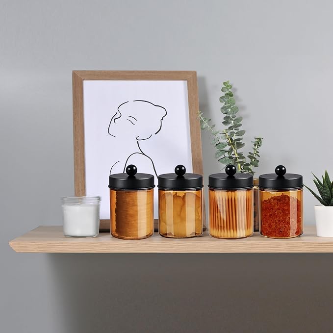 3 Pack Apothecary Jar Canisters Bathroom Vanity Organizer - Image 5