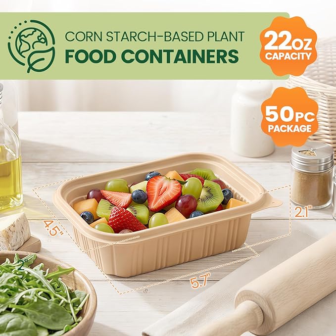 100 Piece Food Containers with Lids, 22 oz Meal Prep Containers Reusable - Image 3