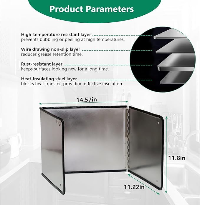 Large 3 Sided Splatter Guard for Frying Stove Top, Oil Splash Guard Cooking for - Image 4