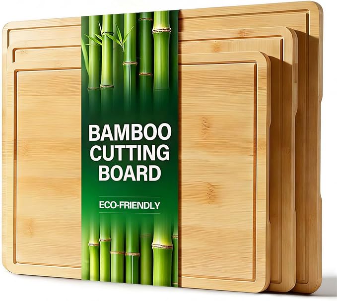 Zarler Bamboo Cutting Boards for Kitchen, 3 Piece Durable Wood Cutting Board by ZarlerOfficial