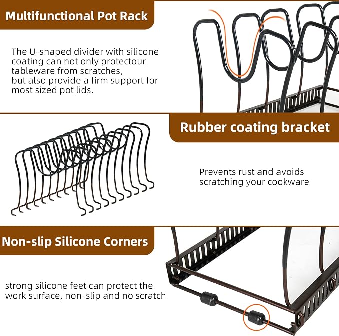 ROOHUA Pot Rack Organizer -Expandable Pot and Pan Organizer - Image 4