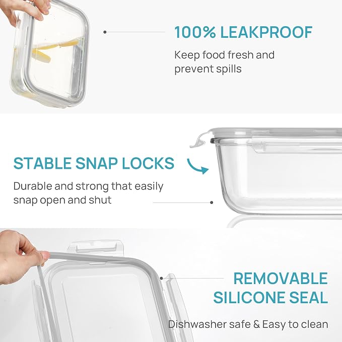 Vtopmart 2Pack 1860ml/63oz Large Glass Storage Containers - Image 6