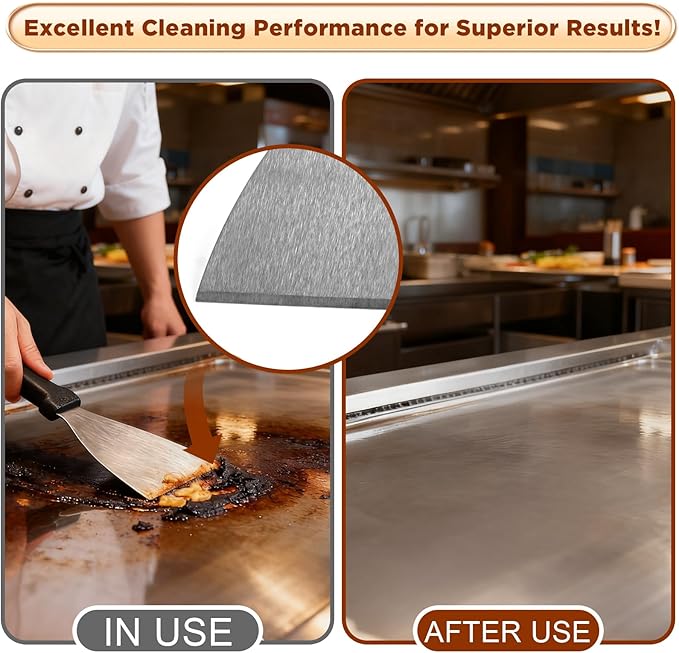 Griddle Scraper，Stainless Steel Grill Scraper, Slant Edge Metal Spatula - Image 4