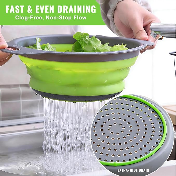 2 Pack Collapsible Silicone Colander - Image 2