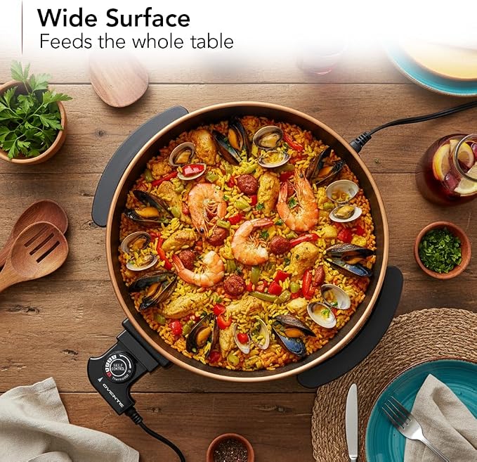 OVENTE 11.5-Inch Electric Skillet & Frying Pan, 1400W Nonstick Cooking Pan - Image 5