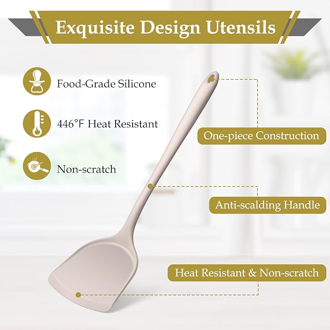 LIANYU 8Pcs Kitchen Utensils Set, Silicone Cooking Utensils Spatula Set - Image 3