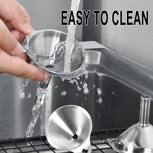 Funnels for Kitchen Bottle Filling, Lmoszuak Mini Stainless Steel Funnels - Image 6