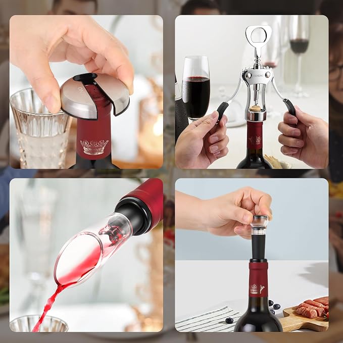 Beneno Multifunctional Wine Bottle Opener Gift Wing Corkscrew, Foil Cutter - Image 4