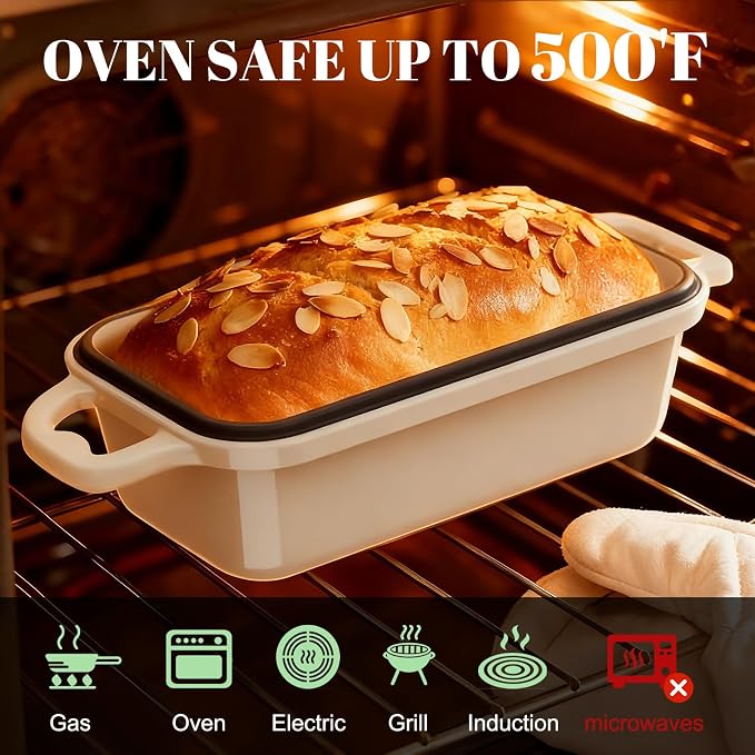 Enameled Cast Iron Sourdough Bread Dutch Oven, Cast Iron Loaf Bread Pan - Image 7