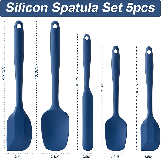 Silicone Spatula Set, 5 Piece Food Grade Rubber Spatulas - Image 2