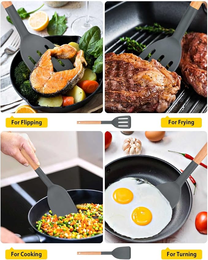 Pack of 2 Silicone Cooking Spatula, Heat Resistant Solid Turner, Non Stick - Image 4