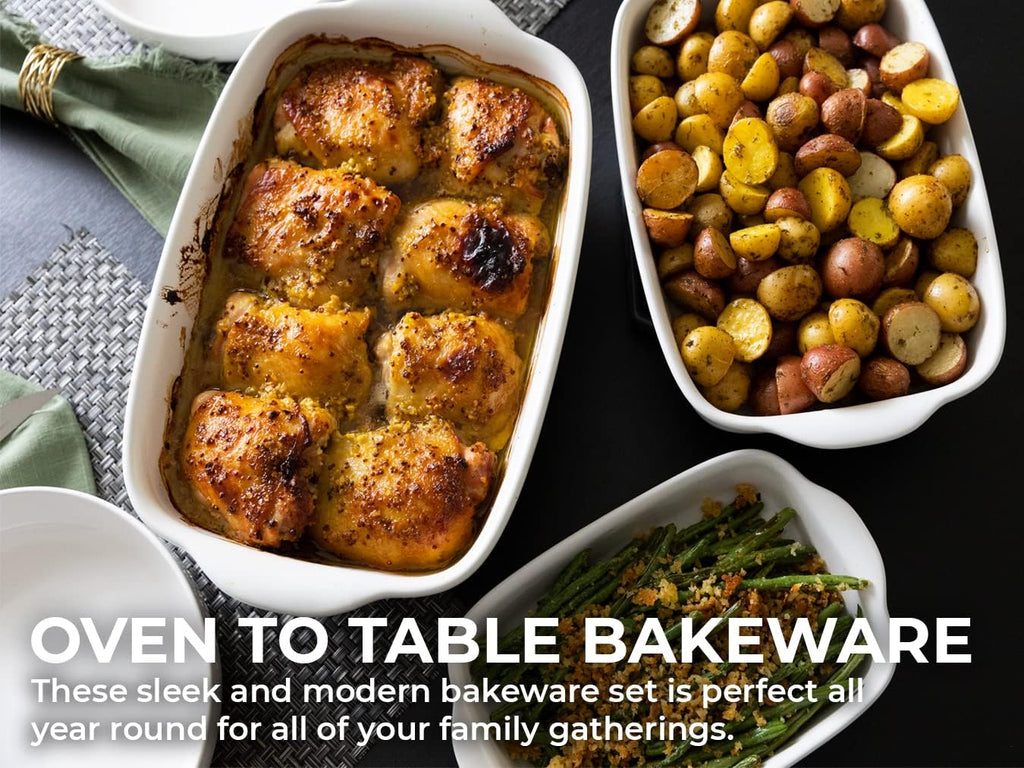 Saffron & Sage Casserole Dish Set of 3 - Baking Dishes for Oven