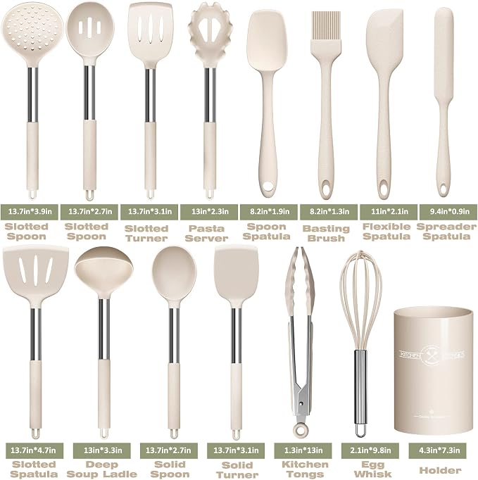 Stainless Steel Kitchen Cooking Utensil Set, Umite Chef 15 pcs Utensils - Image 2