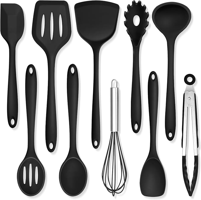 TeamFar Silicone Cooking Utensils, 446°F Heat Resistant Kitchen Gadgets Tools by TeamFar