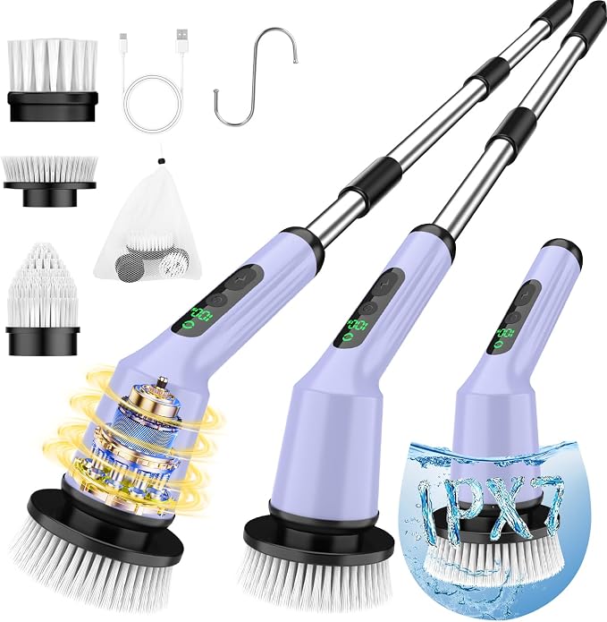 Electric Spin Scrubber for Cleaning Bathroom, Shower Scrubber Rotary Floor by CTMAST