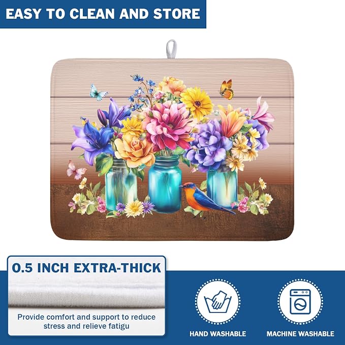 Spring Colorful Flowers Dish Drying Mat - Image 5