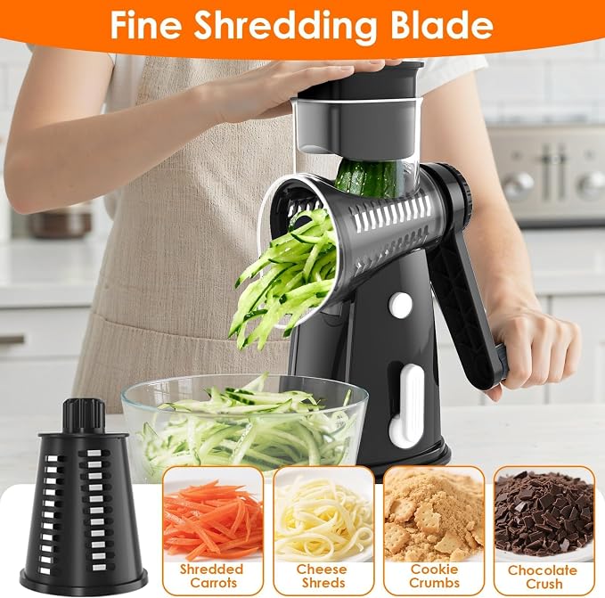 MealHelper 5 Blade Rotary Cheese Grater and Vegetable Chopper - Image 6