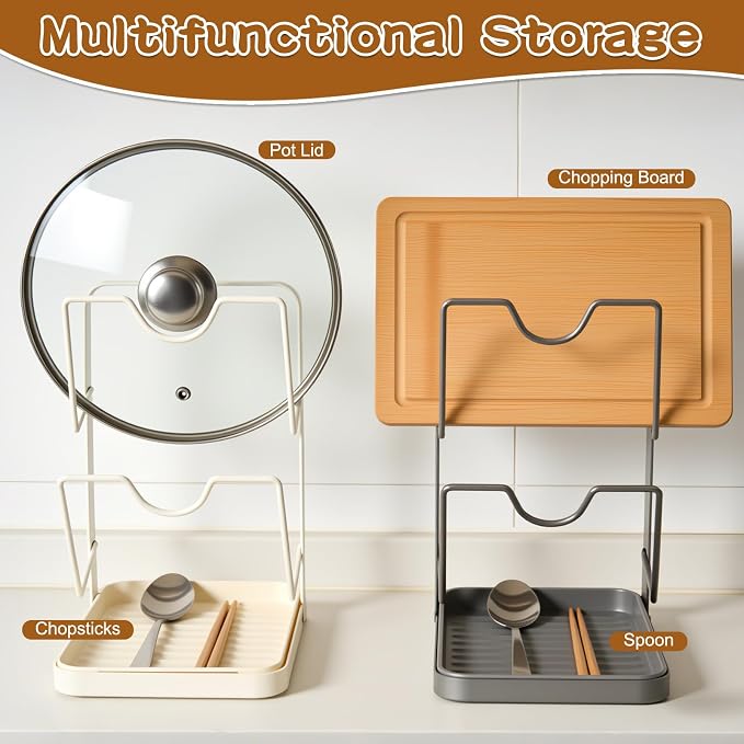 Kitchen Pot Lid Storage Rack, Pot Lid Organizer, Kitchen Pot Lid Holder While - Image 5