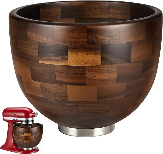 Premium Walnut Wood Mixing Bowl, Compatible by Unknown