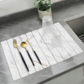 Large Stone Drying Mat for Kitchen Counter, Collapsible Stone Dish Drying Mats by Yungaspy